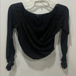Iris Black Draped Women's Blouse
